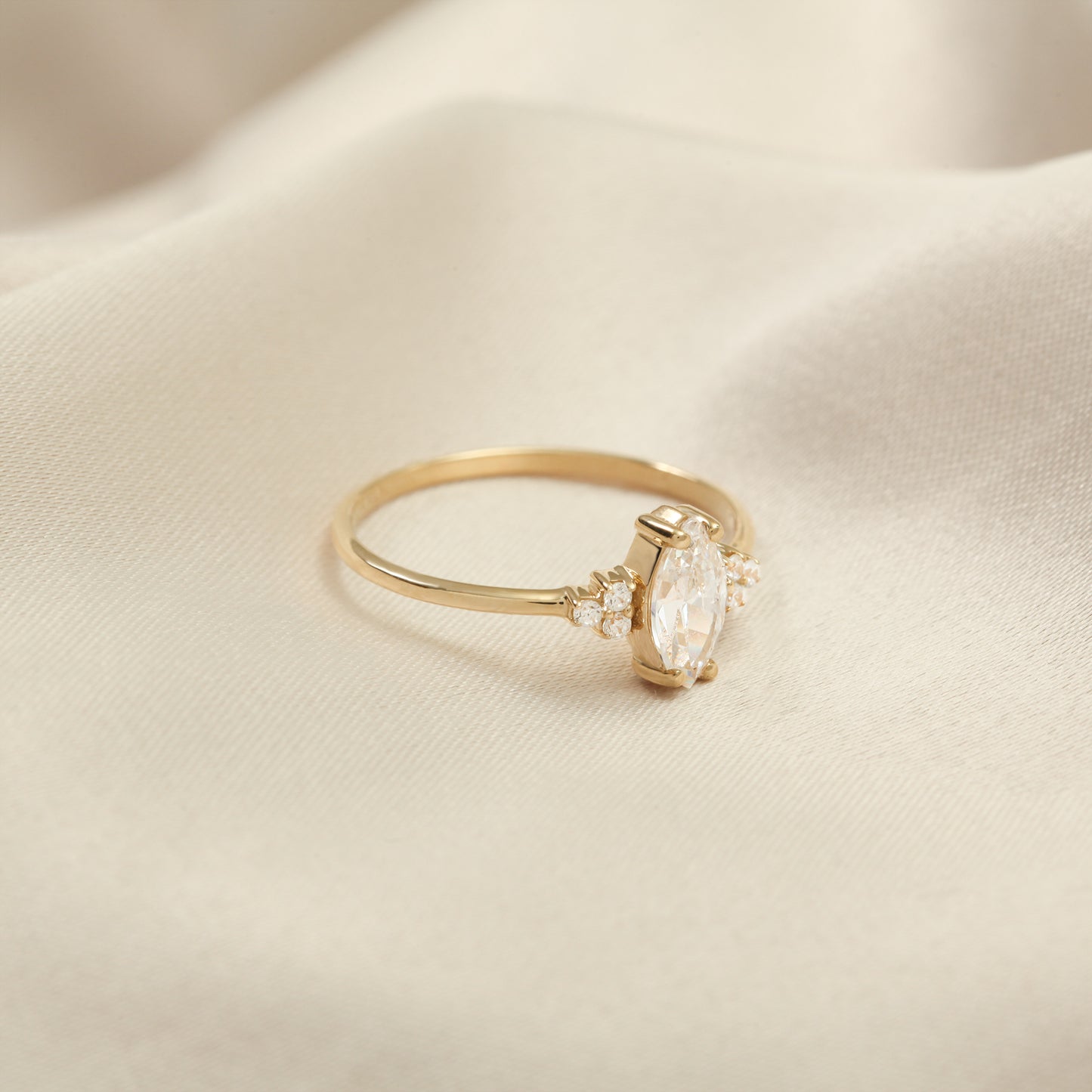 14K Solid Gold Marquise Ring