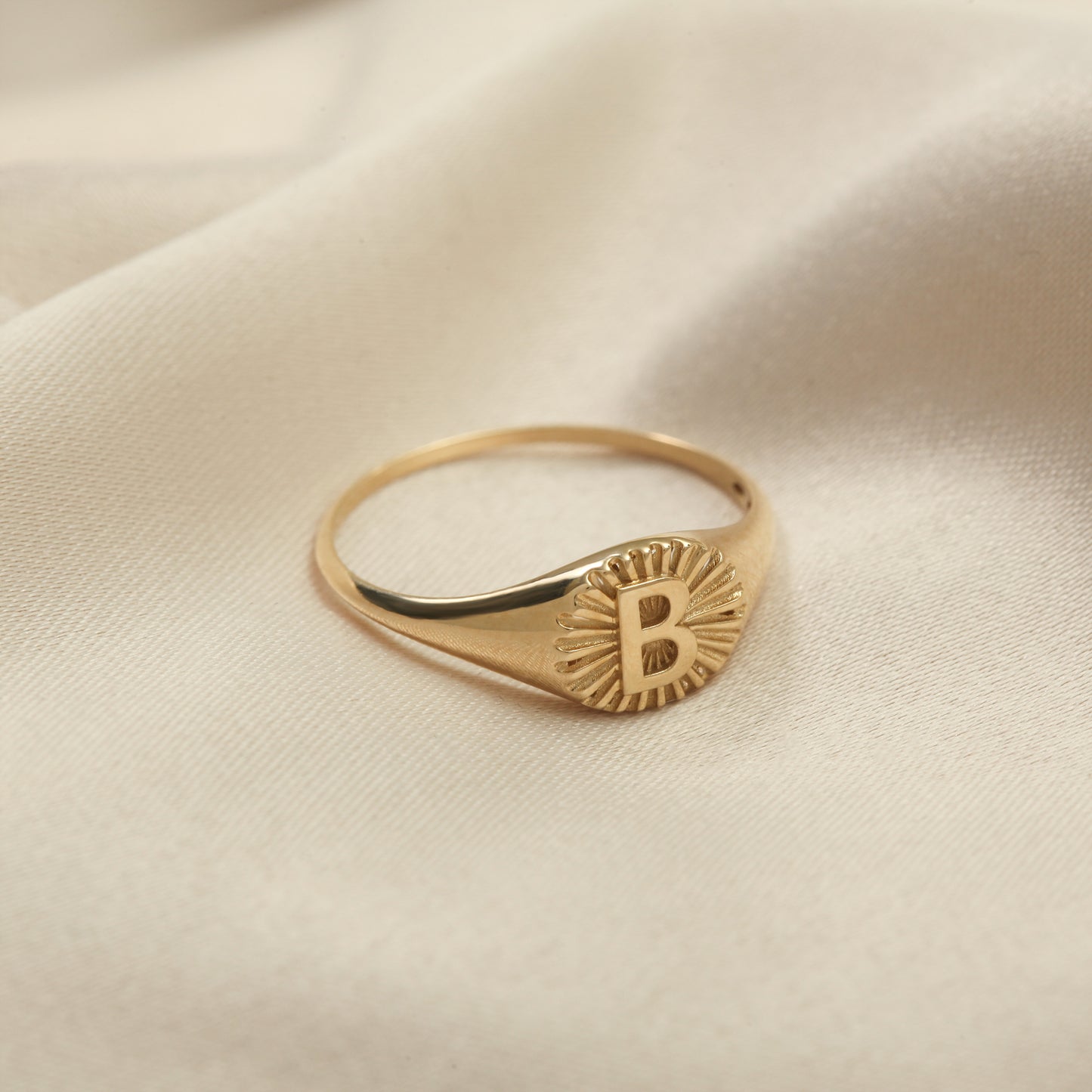 Personalized Gold Signet Ring with Custom Letter