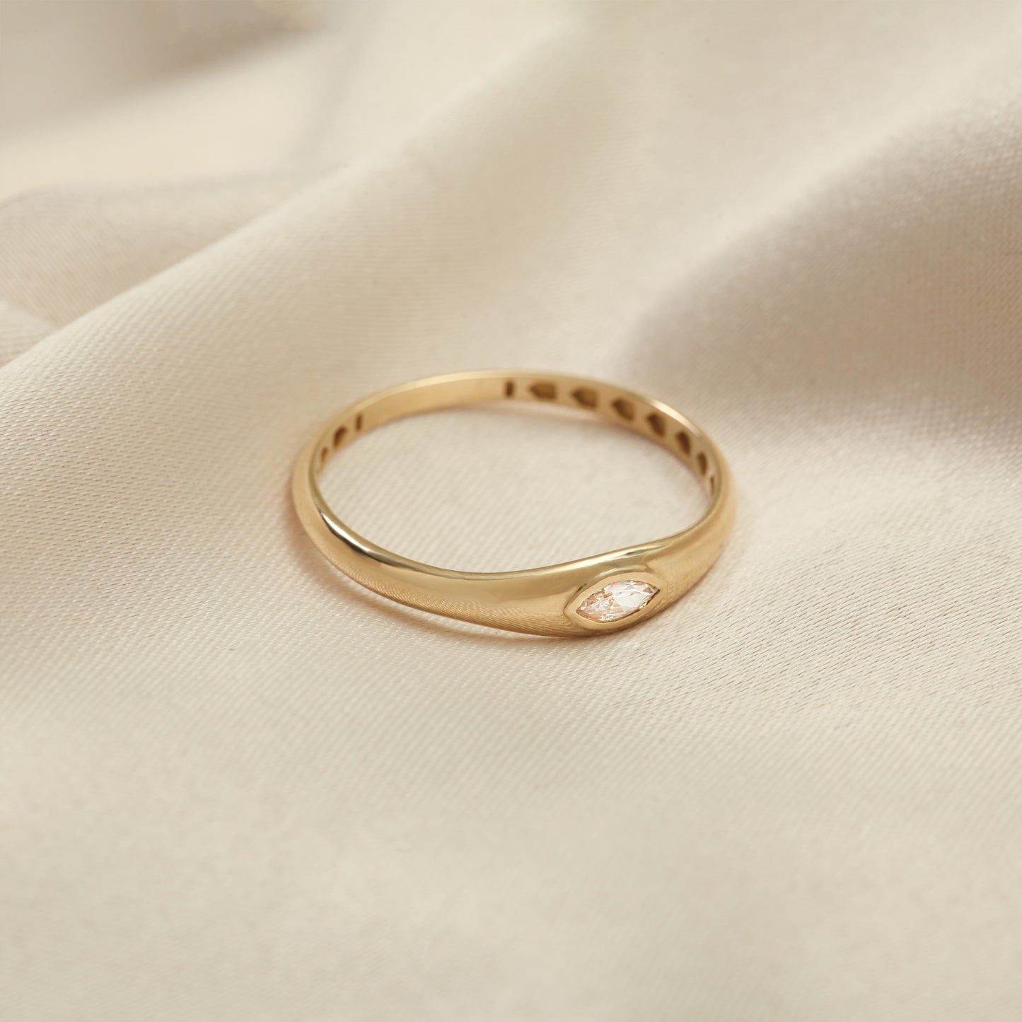 Marquise Zircon Signet Ring