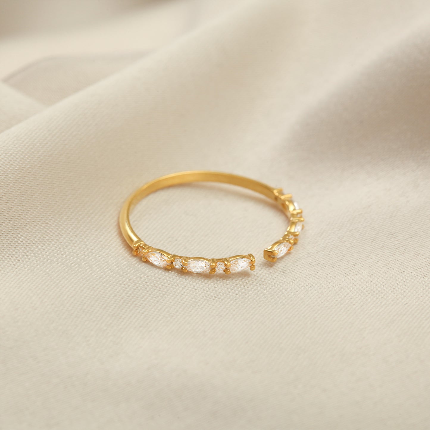 14K Open Gold Ring with Marquise & Baguette