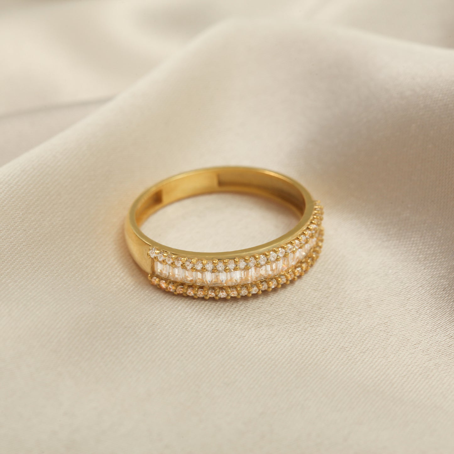 14K Baguette Half Eternity Wedding Band in Gold