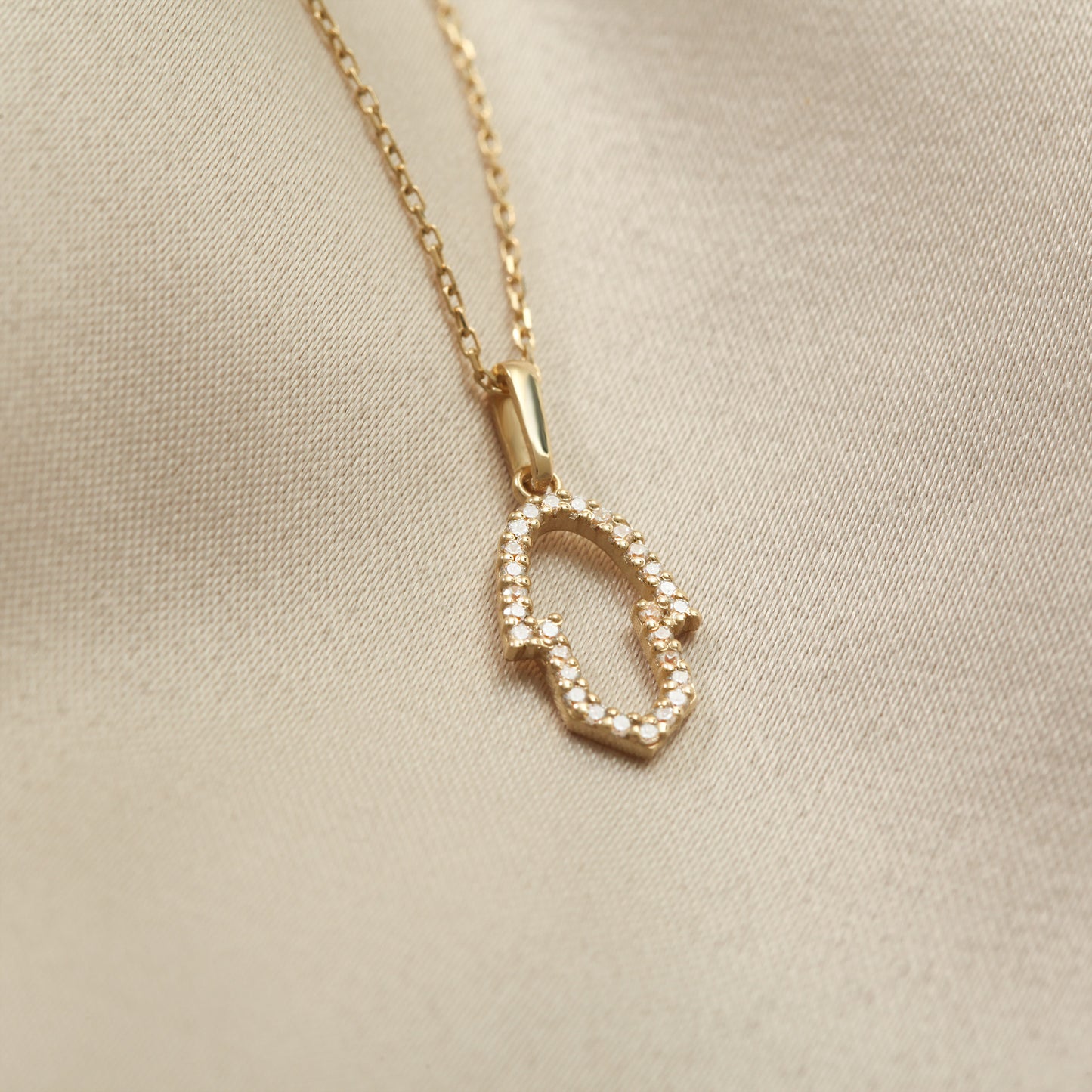 14K Gold Hamsa Necklace – Dainty CZ Outline Protection Pendant