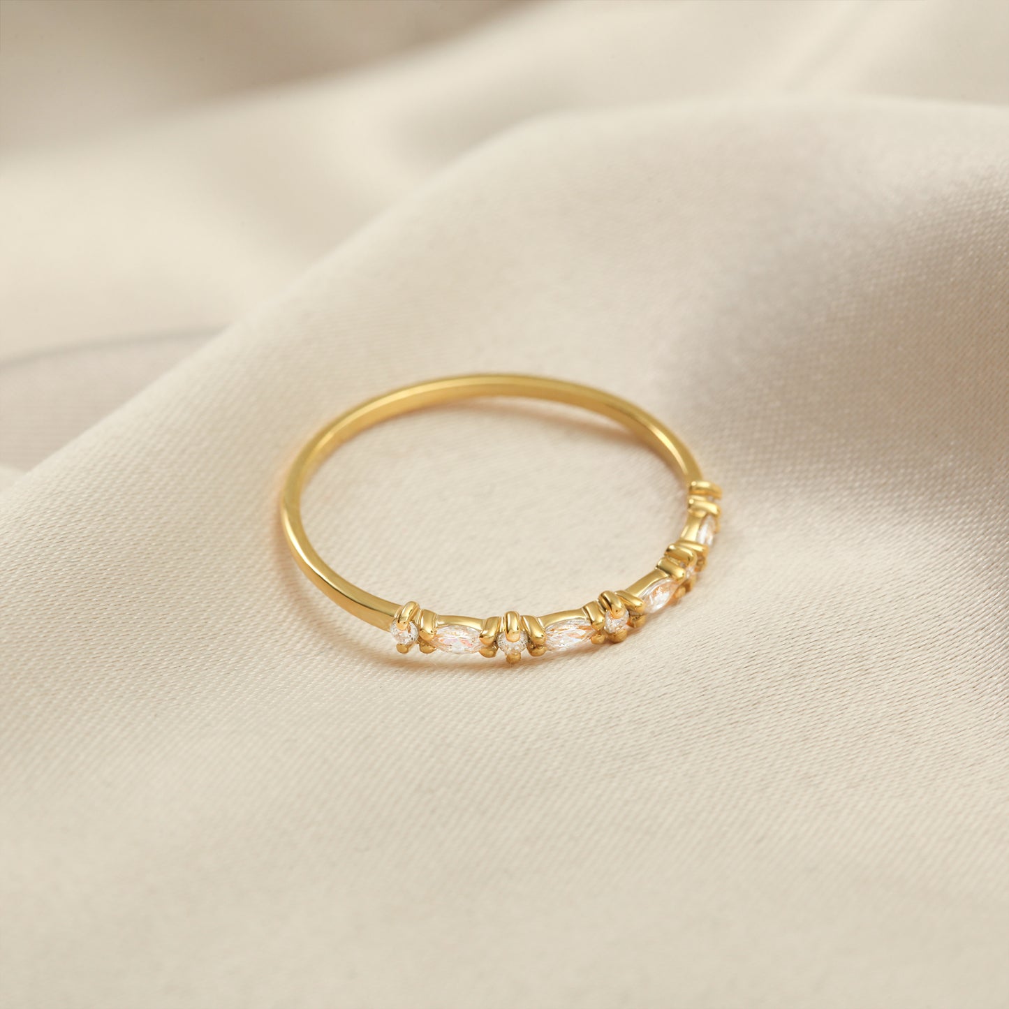 14K Gold Marquise Zircon Ring