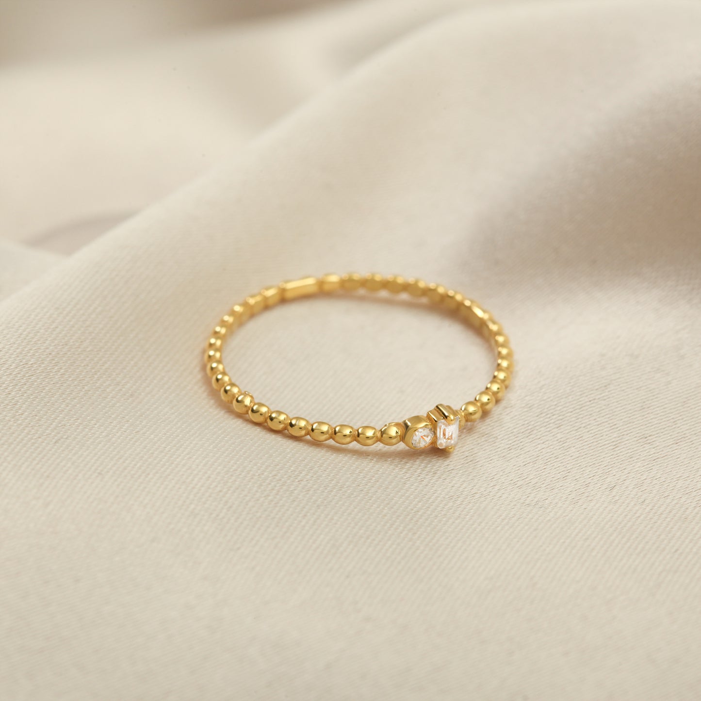 14K Beaded Solid Gold Ring