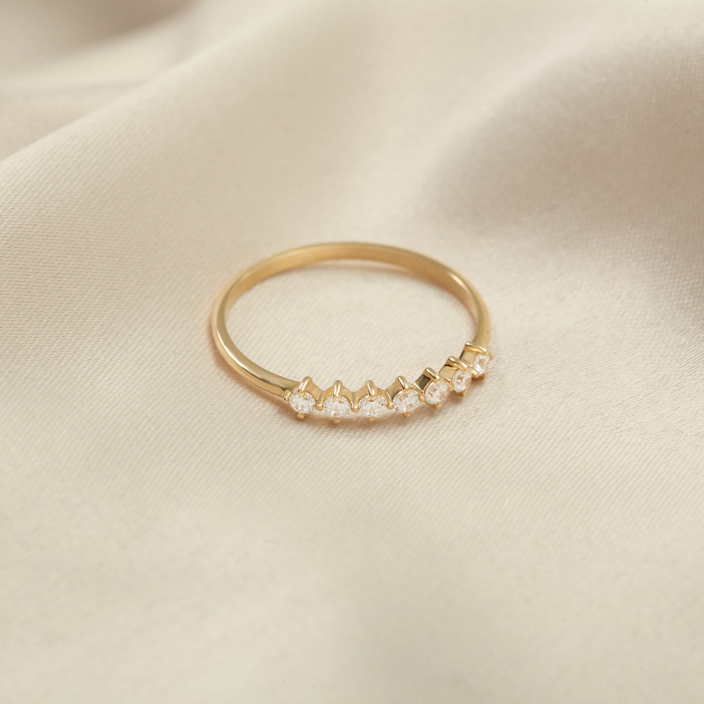 14K Zircon Half Eternity Ring