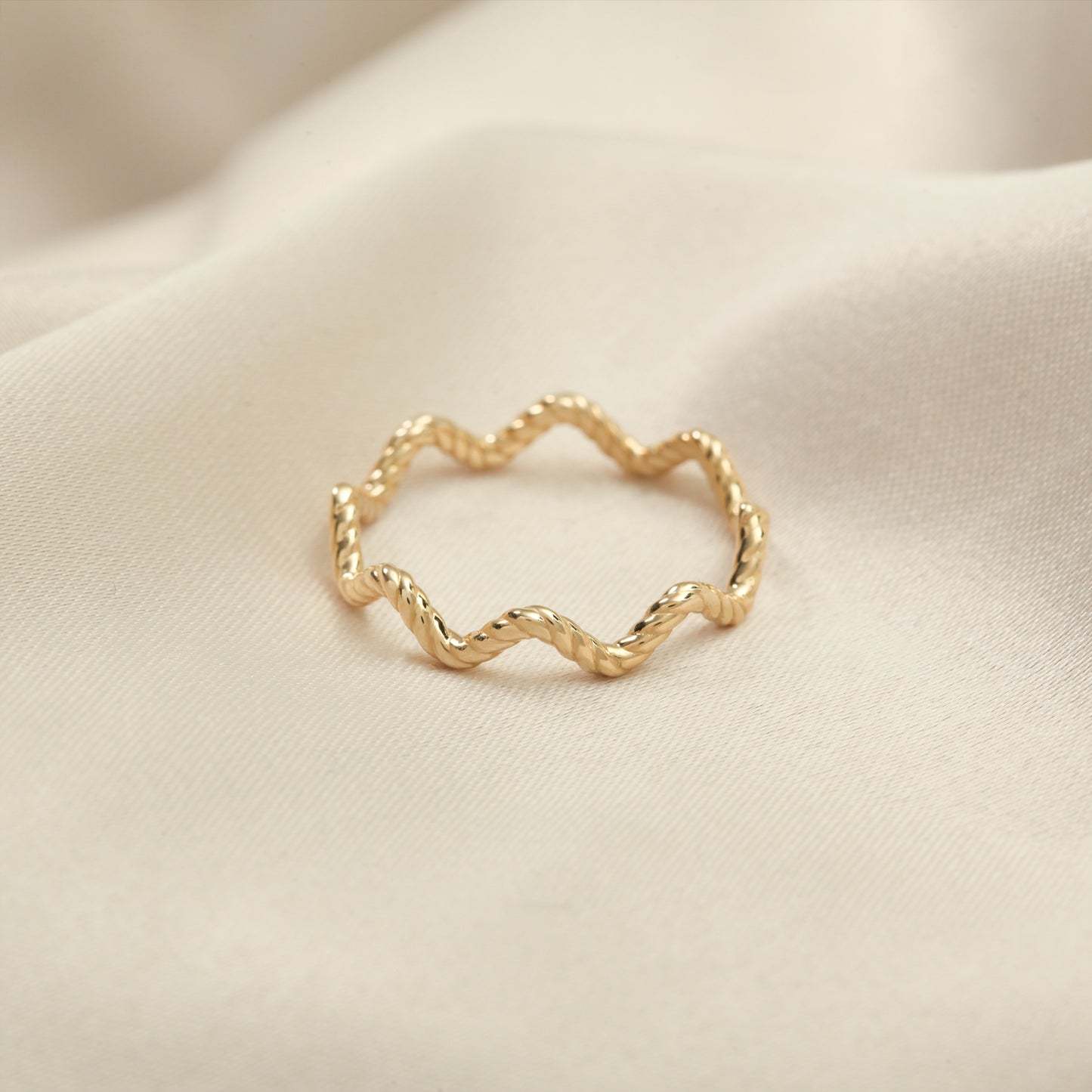 14K Twisted Wave Solid Gold Ring