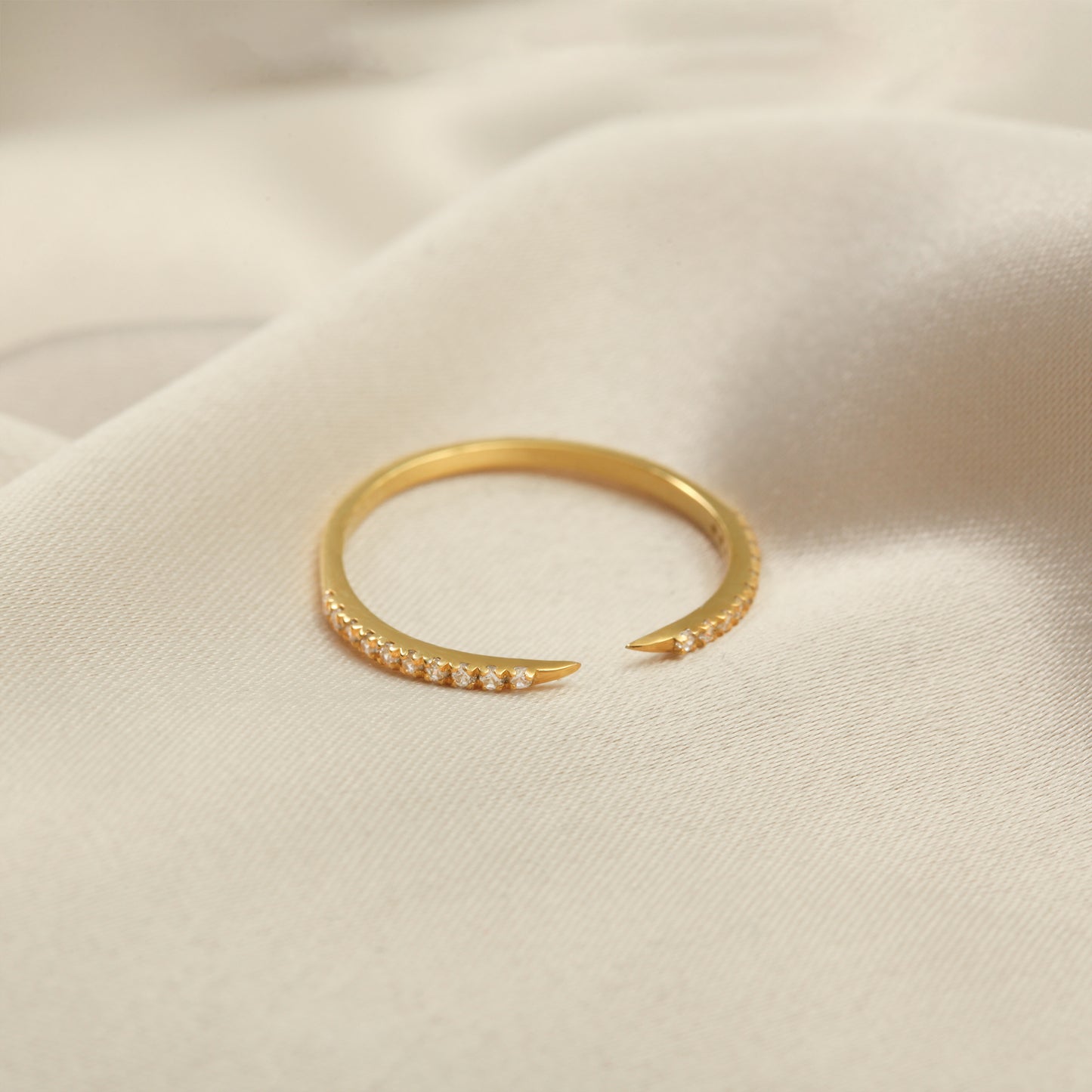 14K Open Ring Zircon Solid Gold
