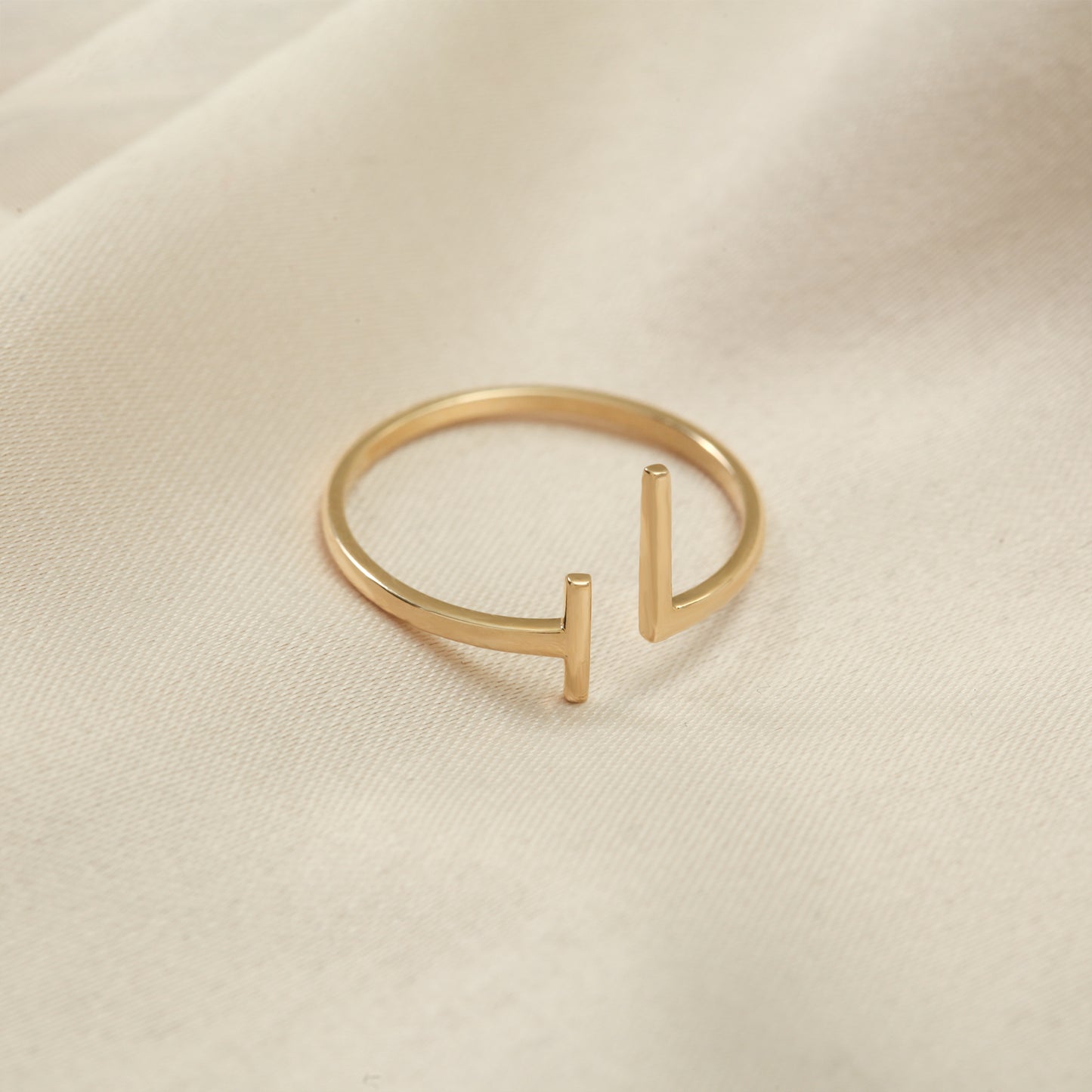 14K Solid Gold Minimalist Open Ring for Women