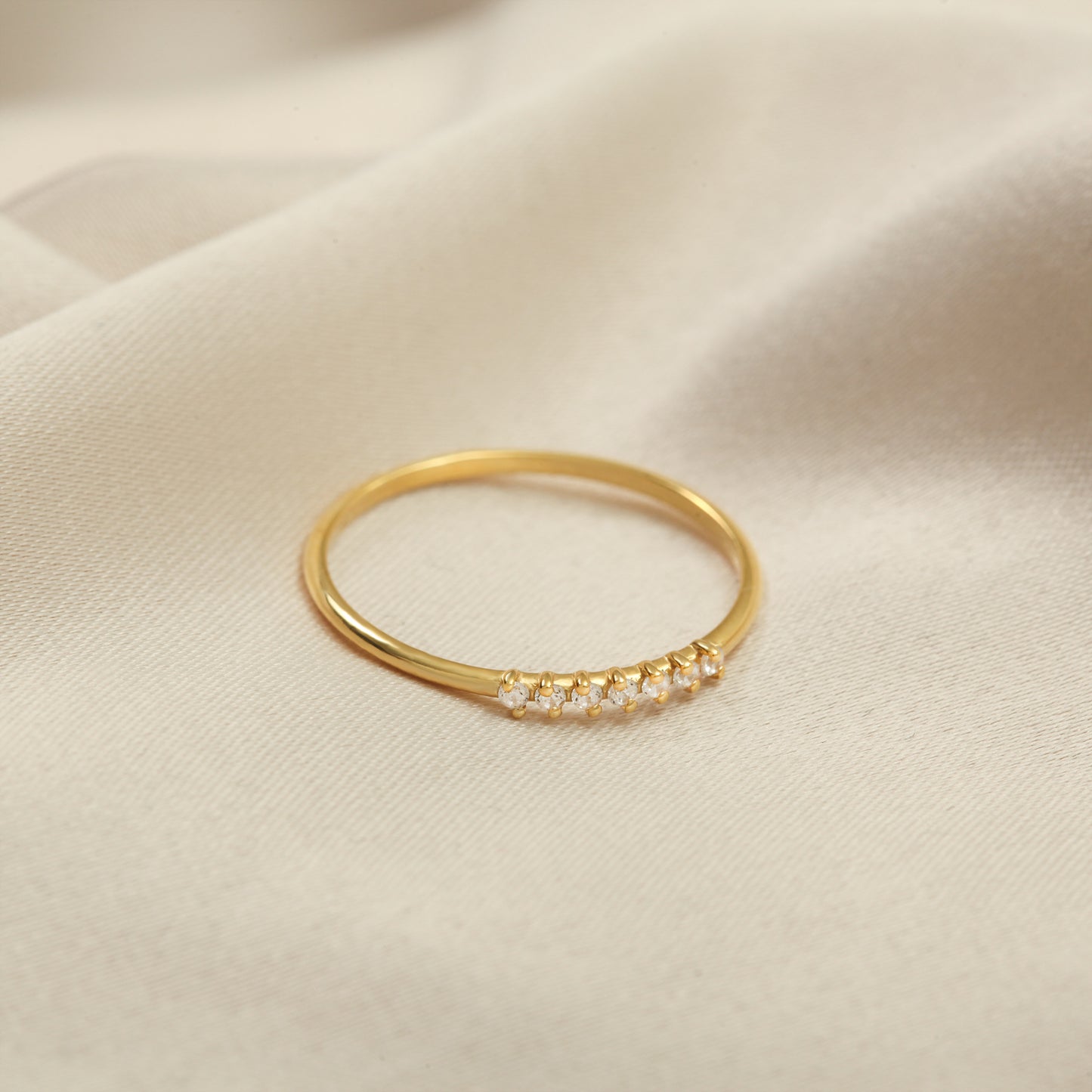 14K Dainty Gold Ring with Zircon