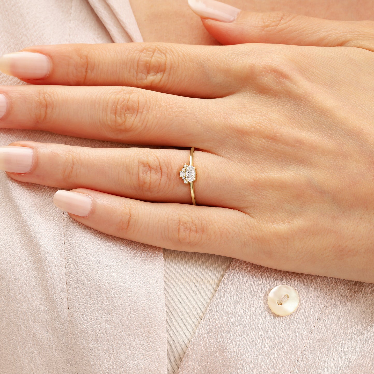 14K Oval Zircon Cluster Ring