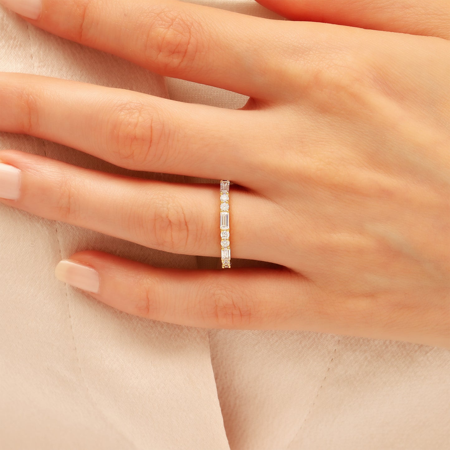 14K Custom Solid Gold Zircon Ring