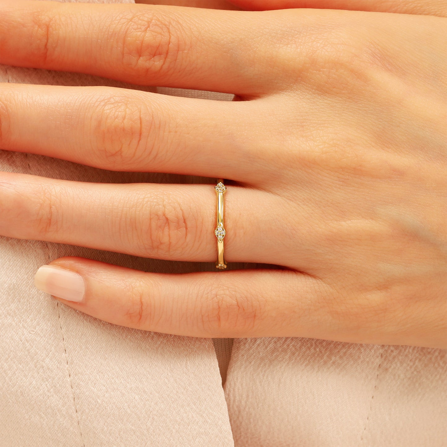 14K Vintage-Inspired Solid Gold Stacking Ring