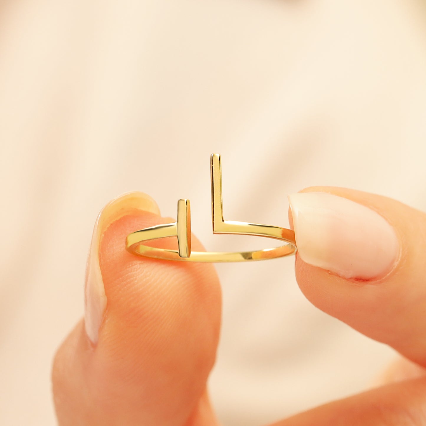 14K Solid Gold Minimalist Open Ring for Women
