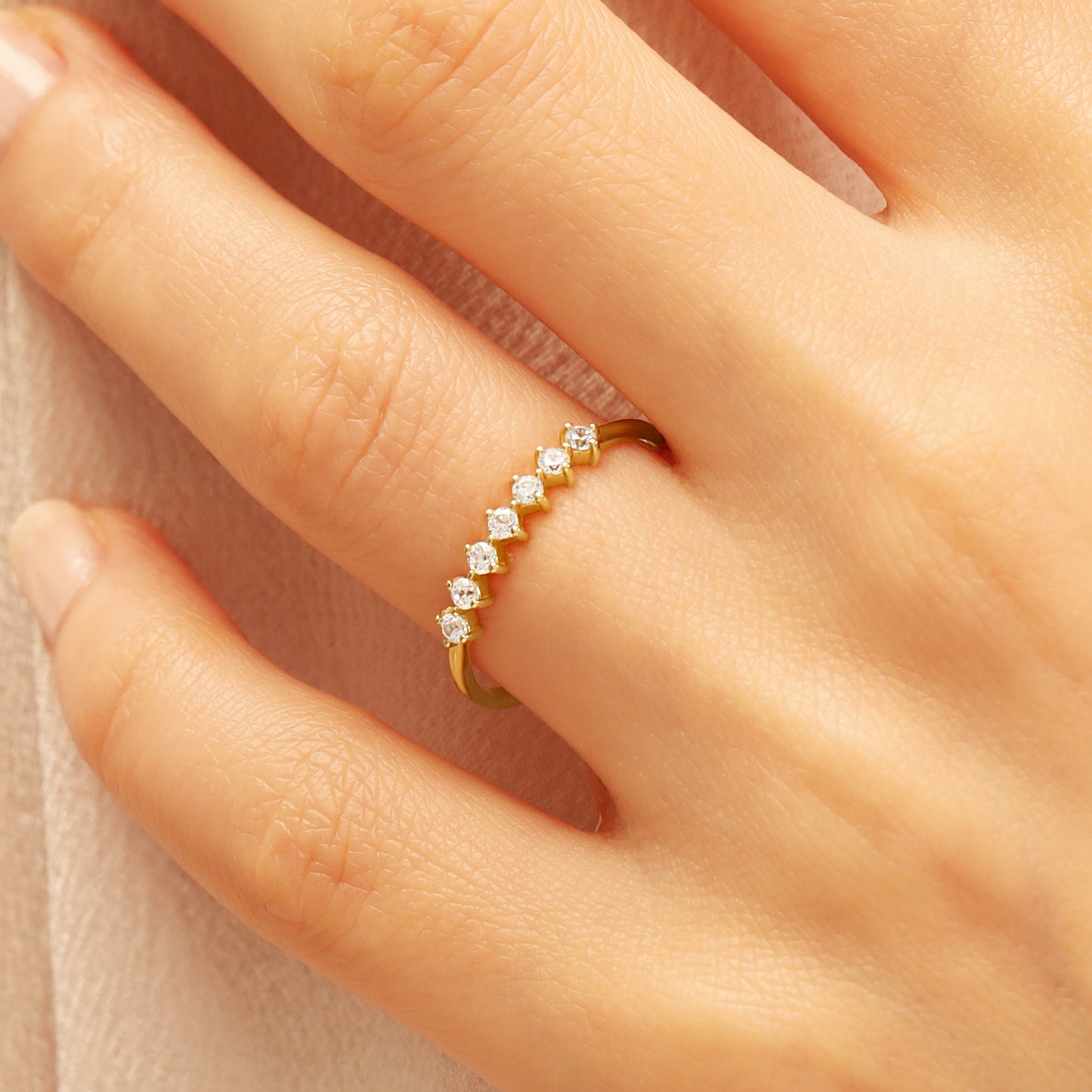14K Zircon Half Eternity Ring