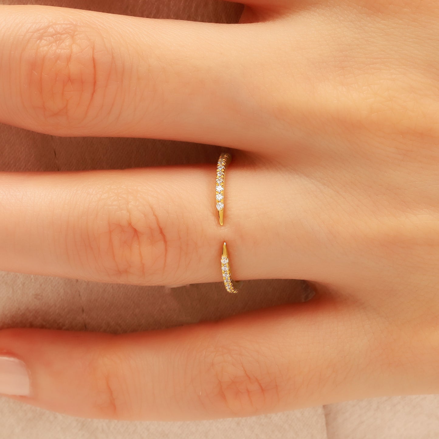 14K Open Ring Zircon Solid Gold