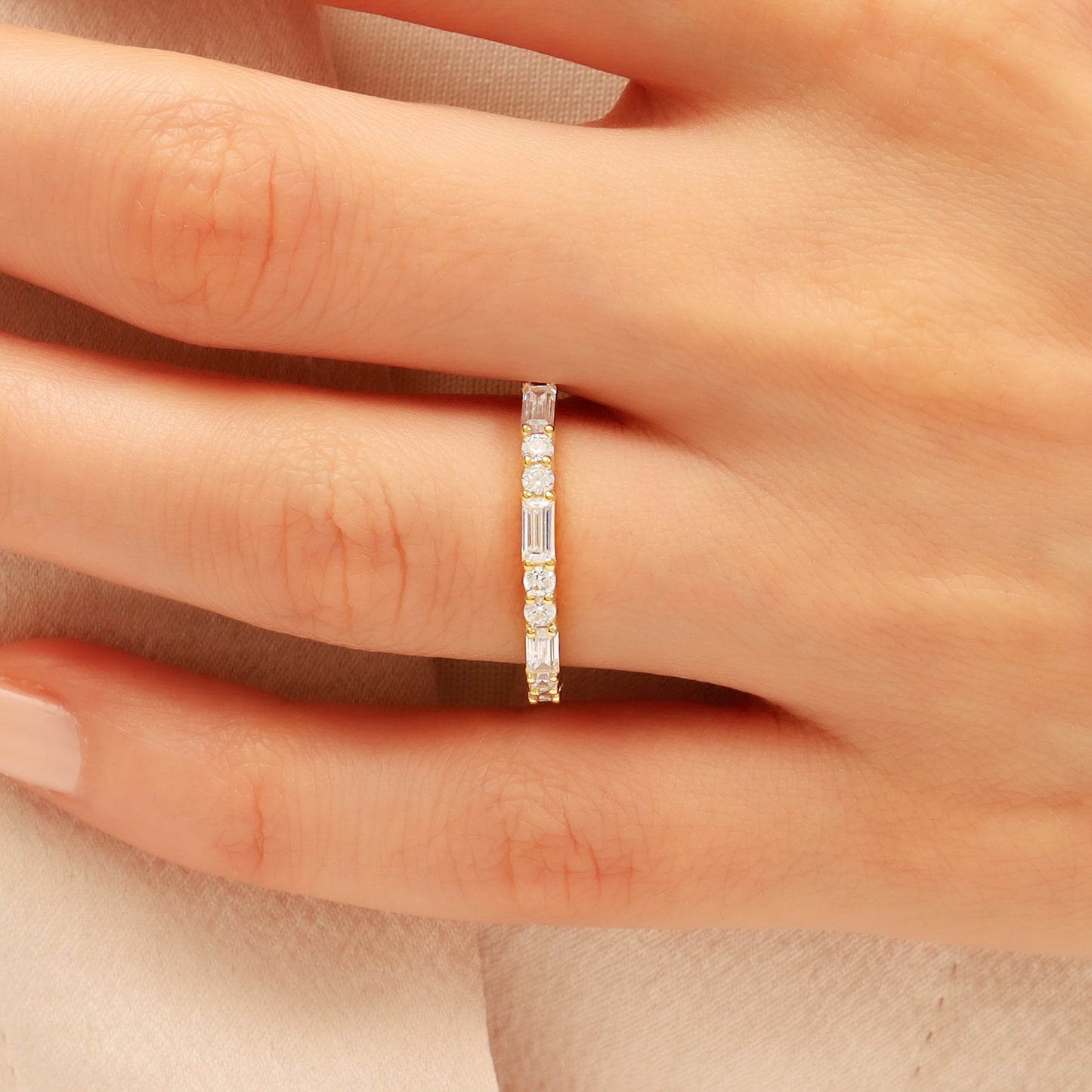 14K Custom Solid Gold Zircon Ring