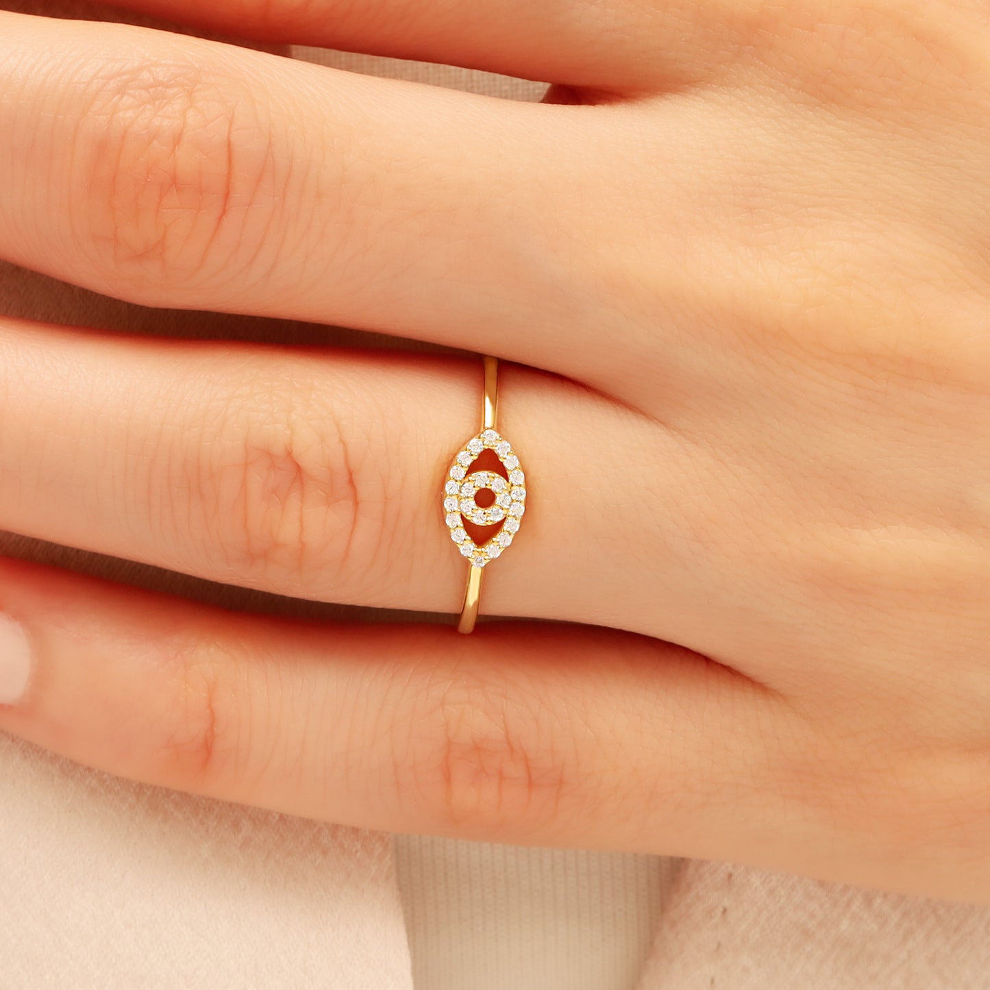 14K Eye Solid Gold Ring