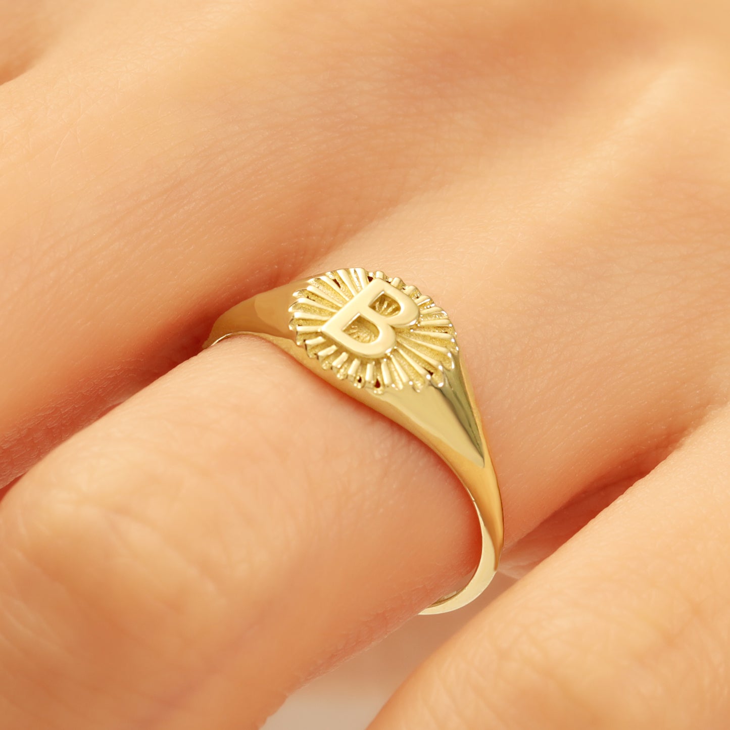 Personalized Gold Signet Ring with Custom Letter