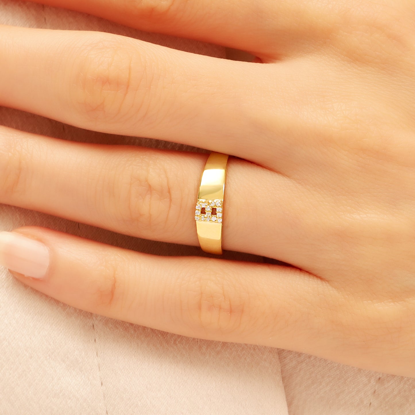 14K Bold Square Letter Signet Ring