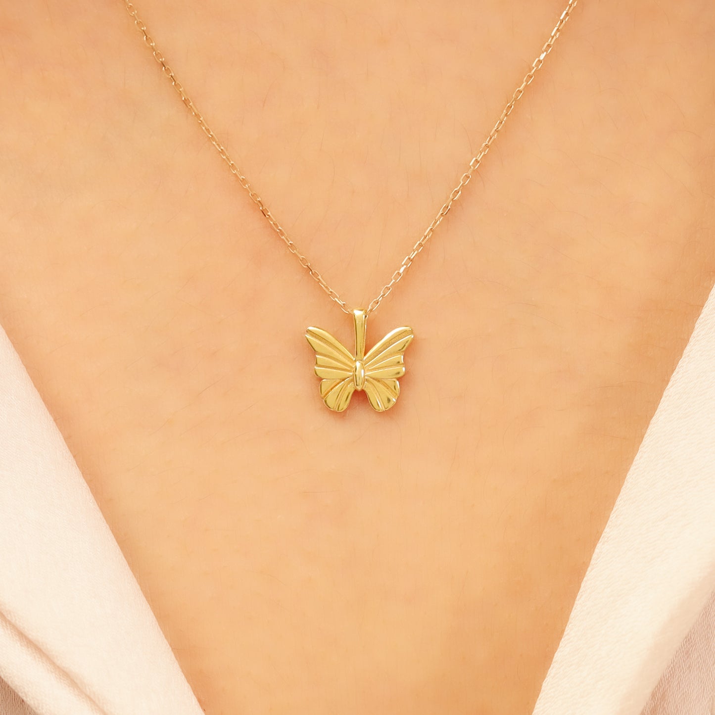 14k Gold Butterfly Necklace – Dainty Solid-Gold Pendant for Everyday Shine