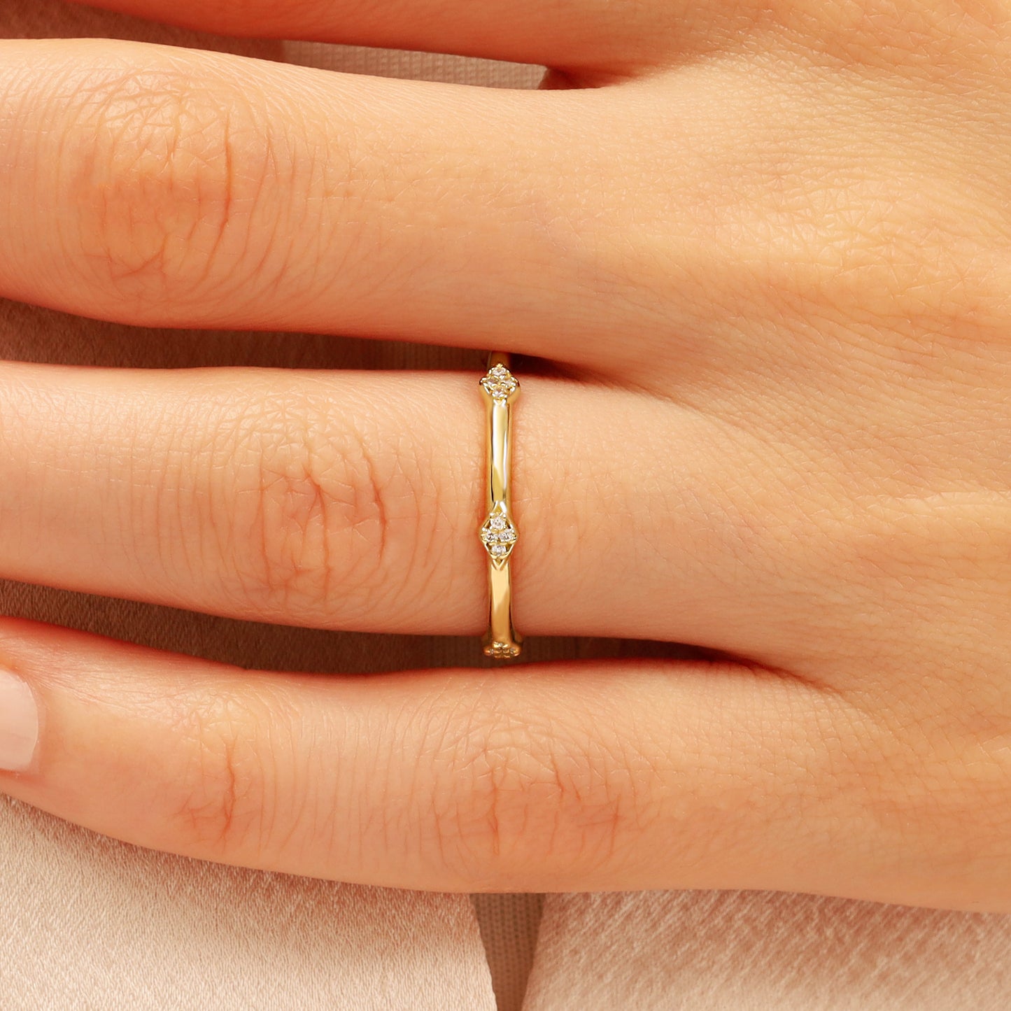 14K Vintage-Inspired Solid Gold Stacking Ring