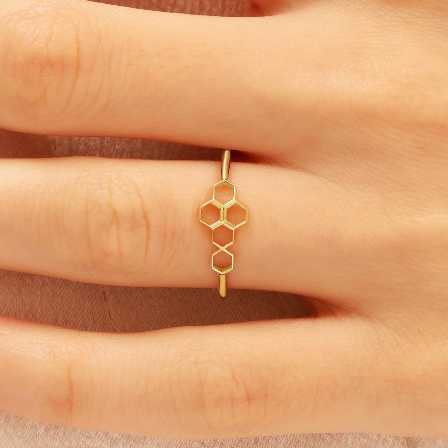 Solid Gold Honeycomb Ring