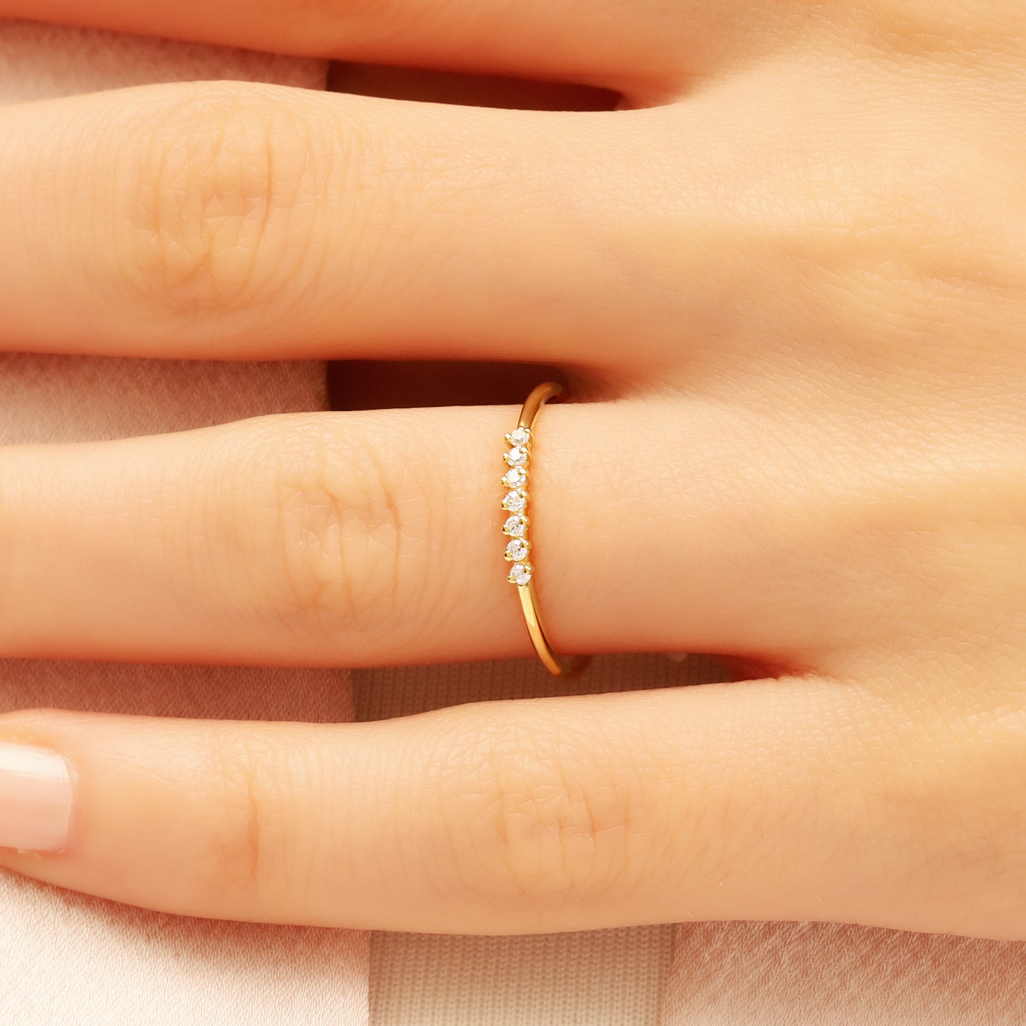 14K Dainty Gold Ring with Zircon