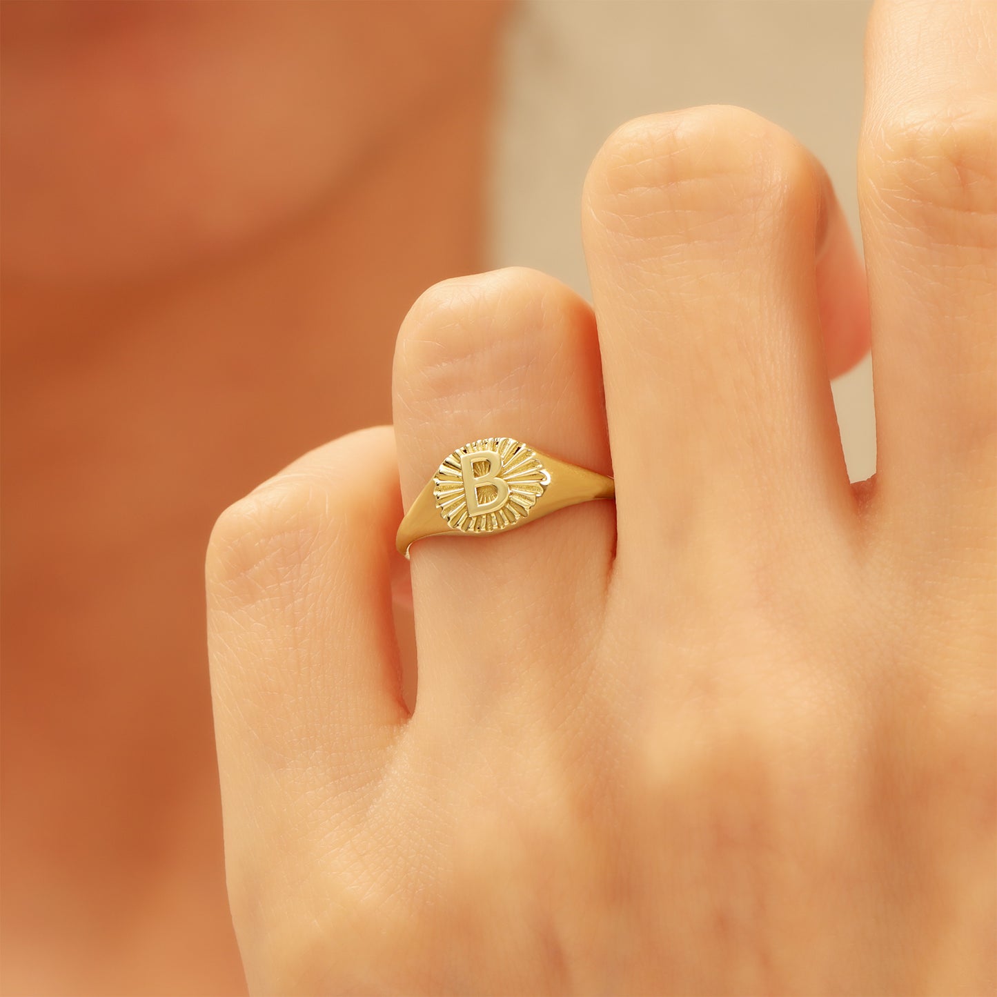 Personalized Gold Signet Ring with Custom Letter
