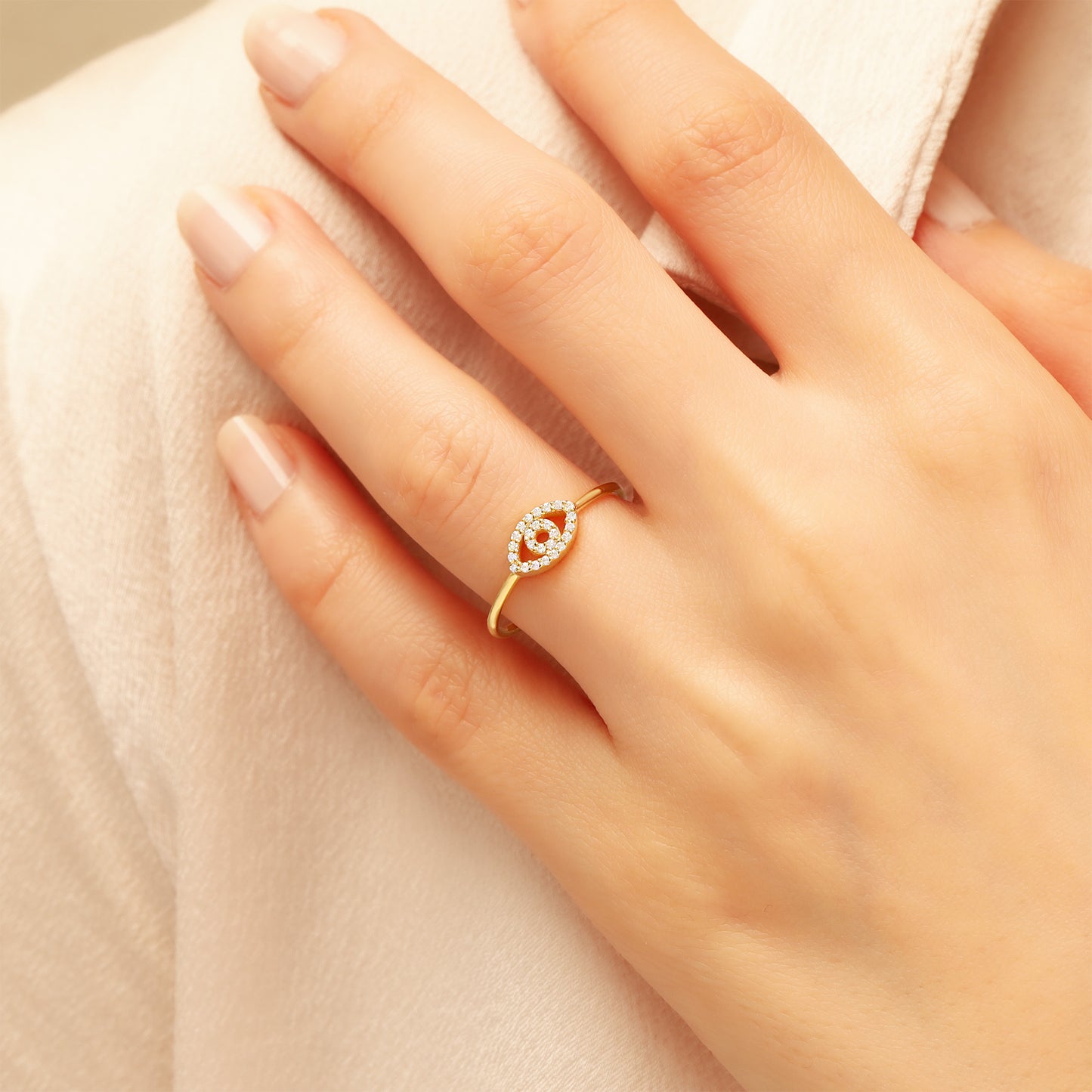 14K Eye Solid Gold Ring