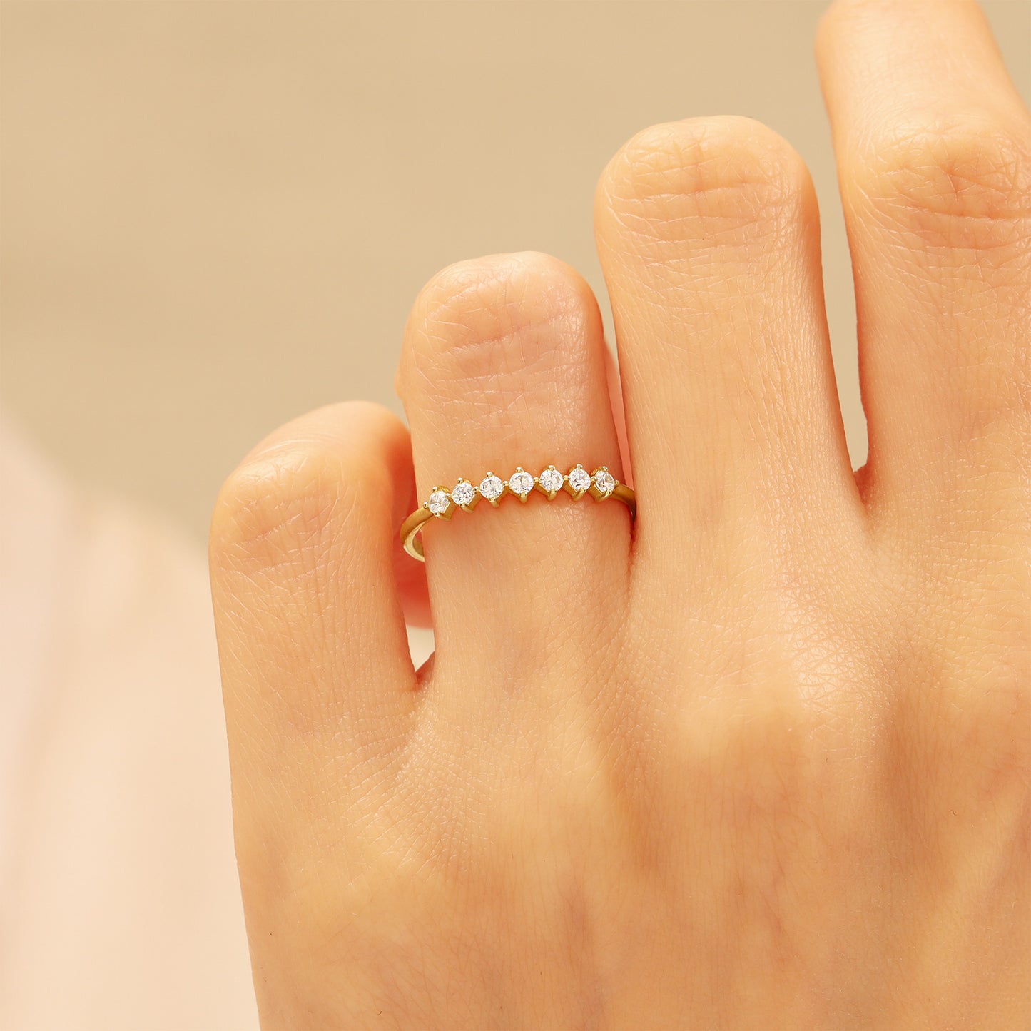 14K Zircon Half Eternity Ring