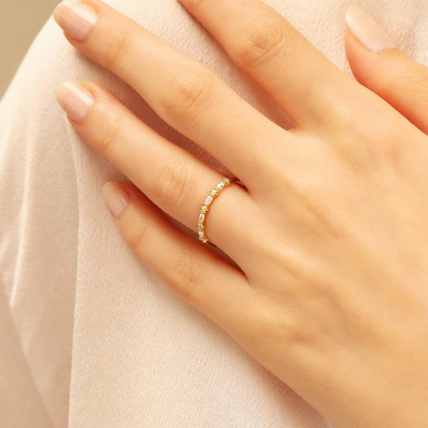 14K Gold Marquise Zircon Ring
