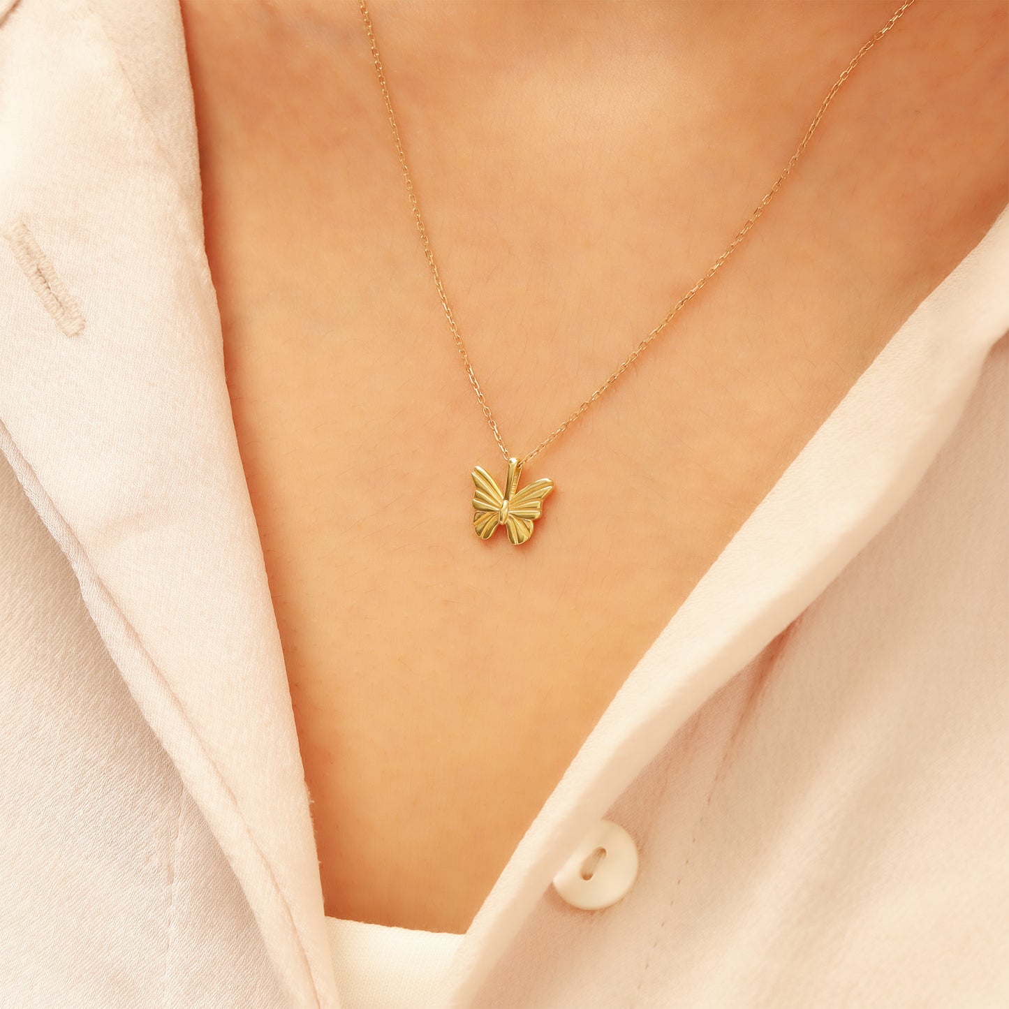 14k Gold Butterfly Necklace – Dainty Solid-Gold Pendant for Everyday Shine