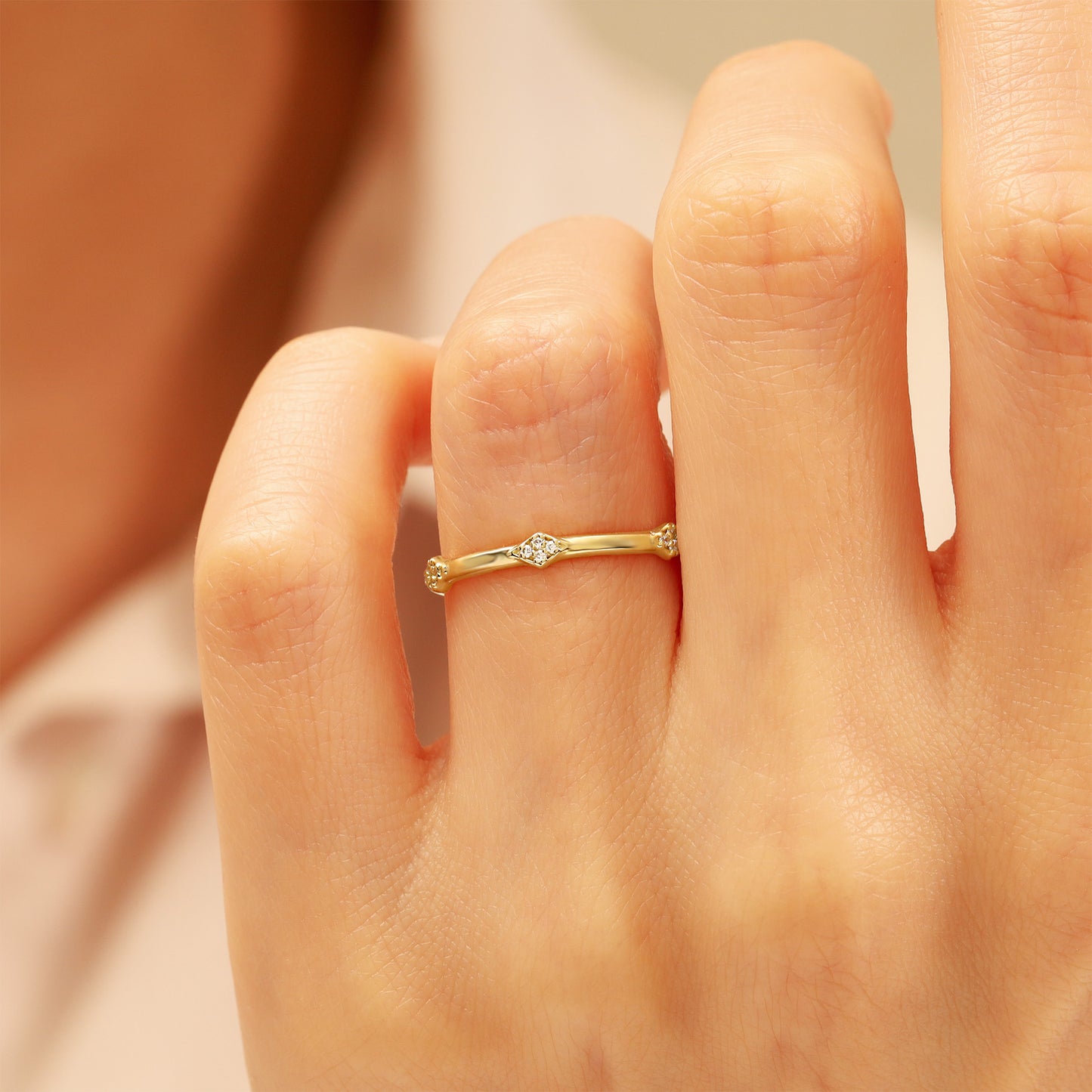 14K Vintage-Inspired Solid Gold Stacking Ring