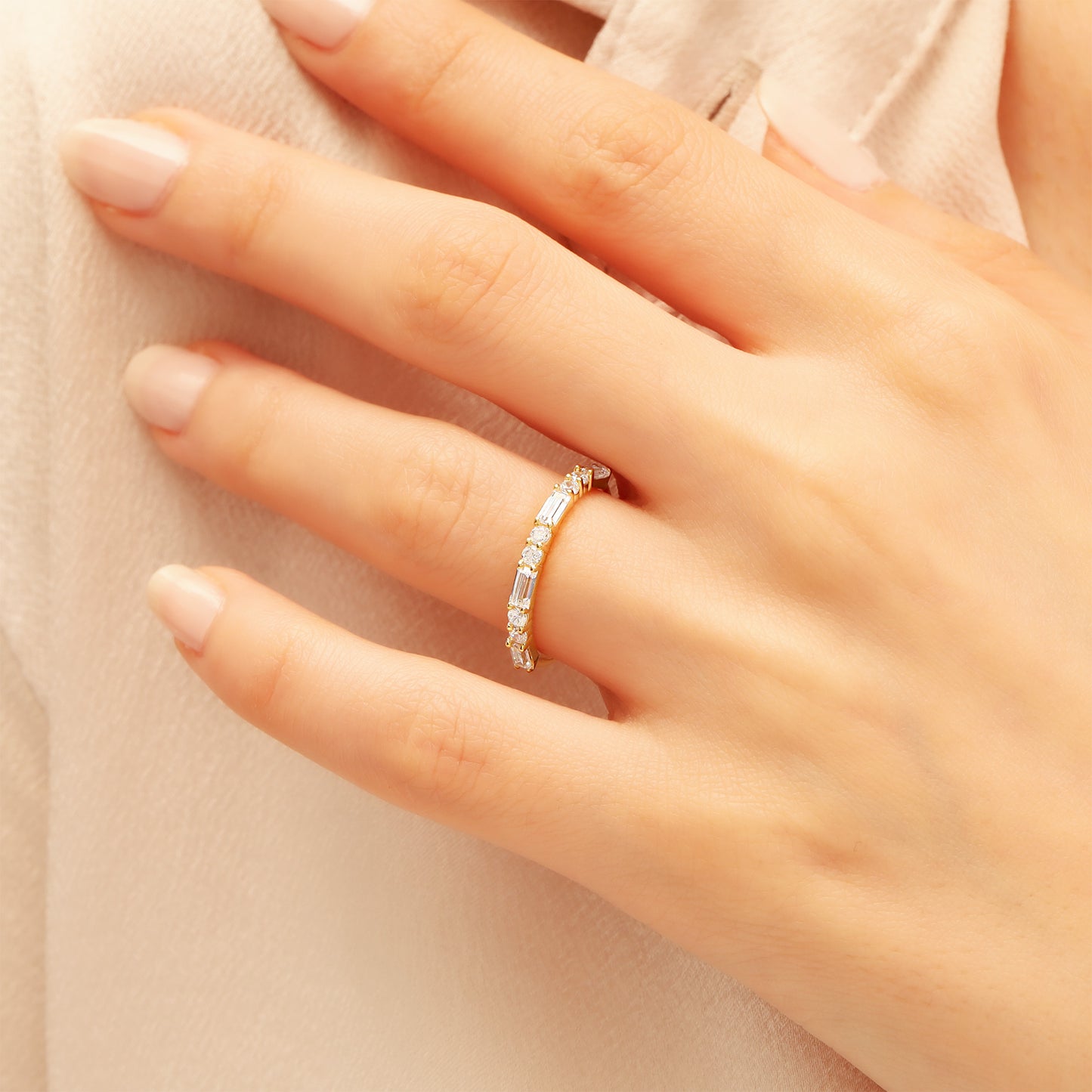 14K Custom Solid Gold Zircon Ring