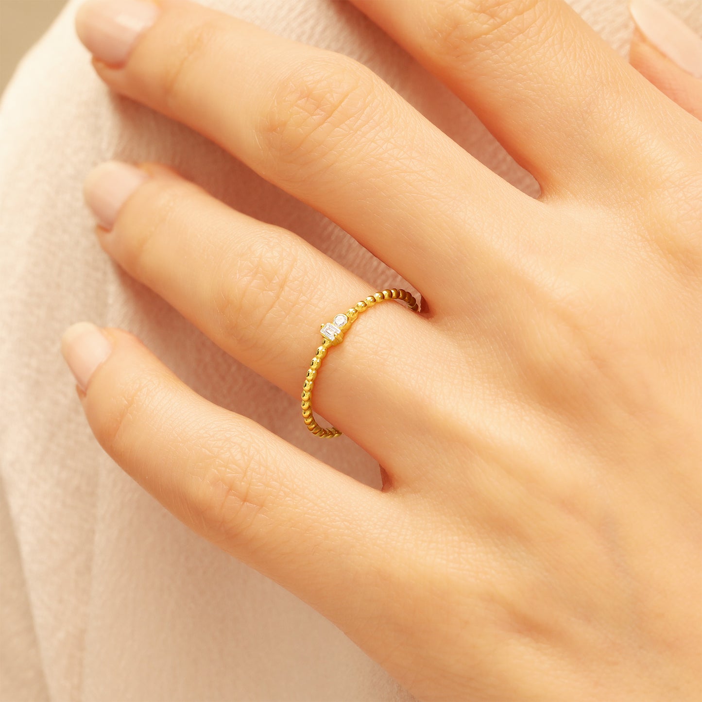 14K Beaded Solid Gold Ring