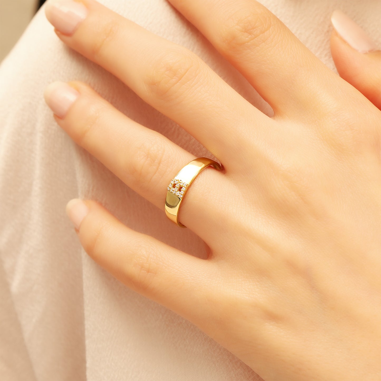 14K Bold Square Letter Signet Ring