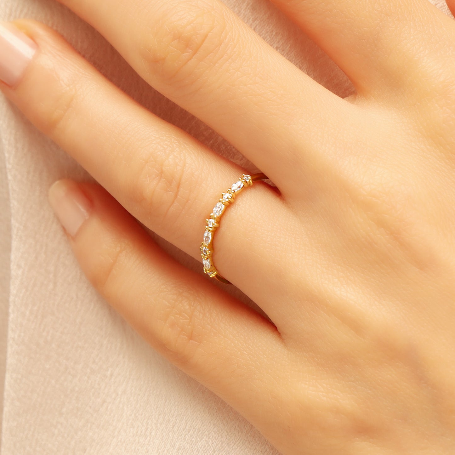 14K Gold Marquise Zircon Ring