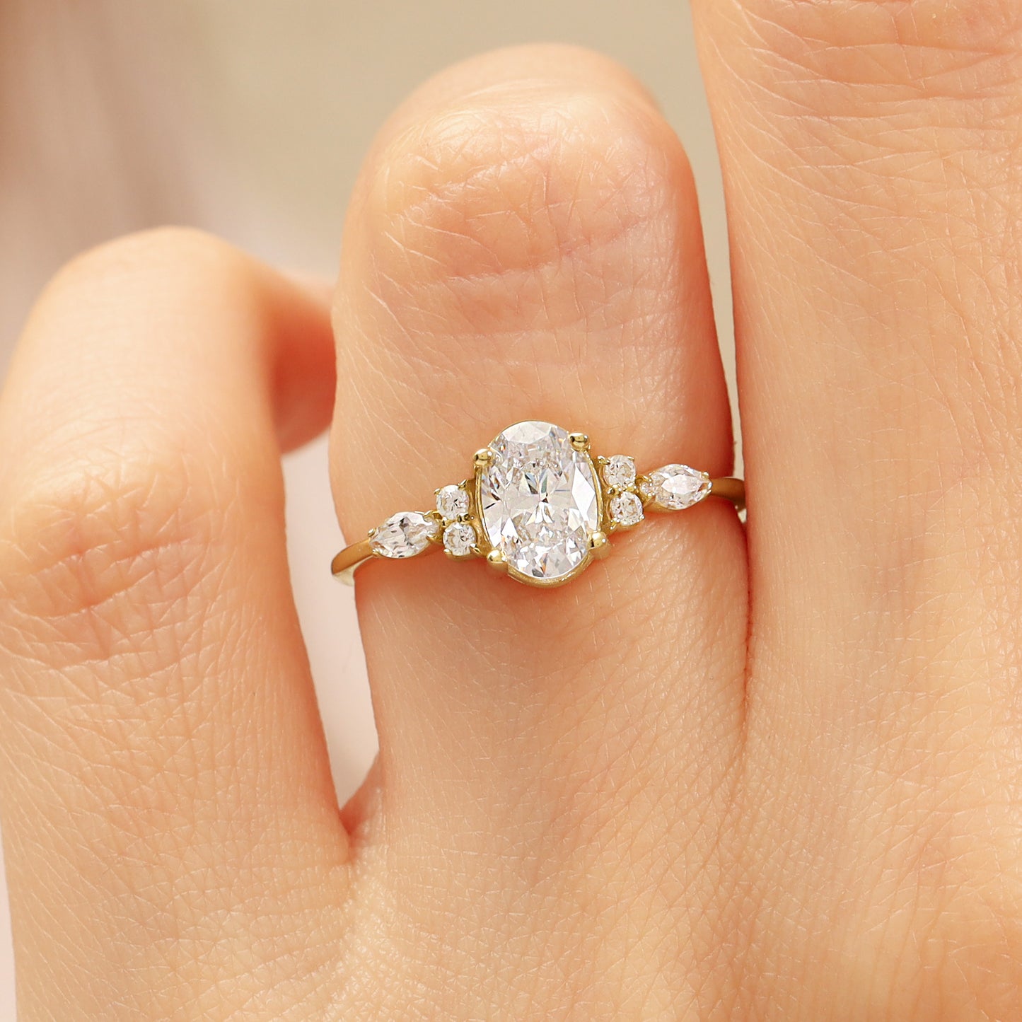 14K Oval Cut Zircon Engagement Ring