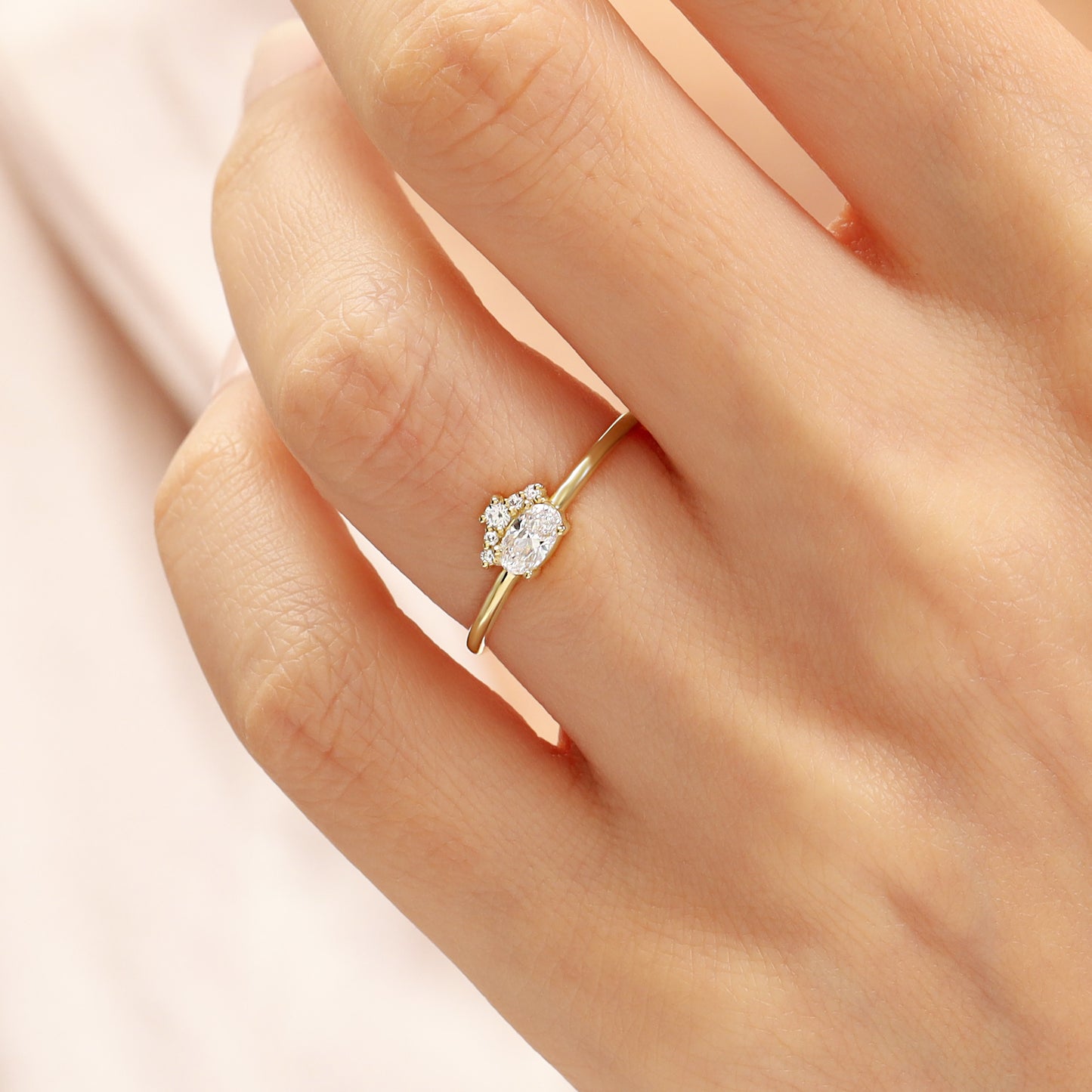 14K Oval Zircon Cluster Ring