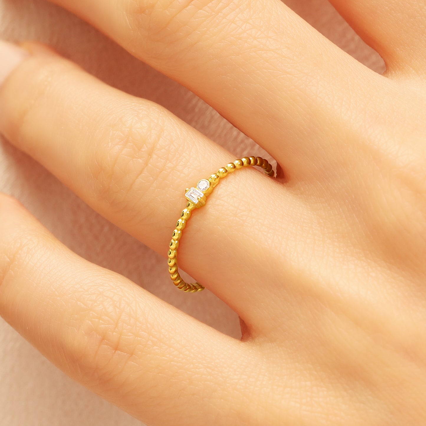 14K Beaded Solid Gold Ring