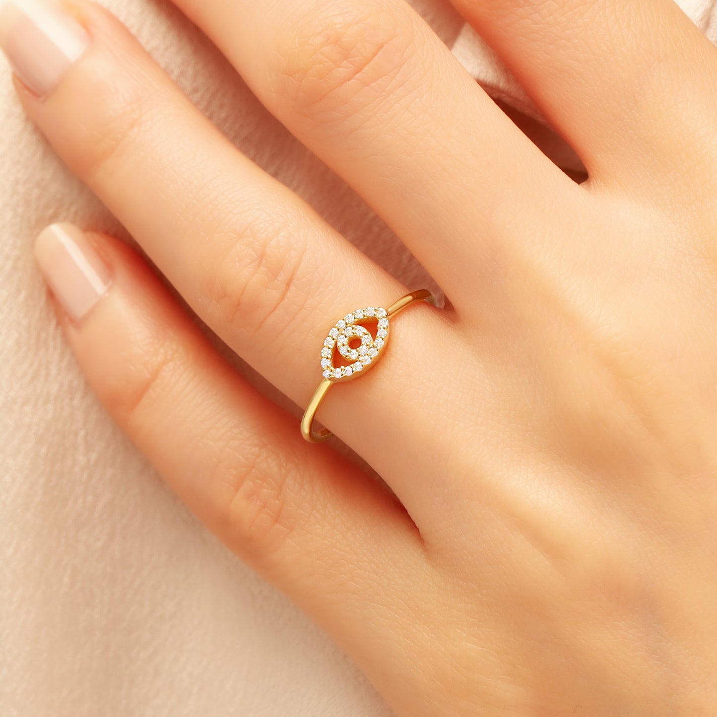 14K Eye Solid Gold Ring