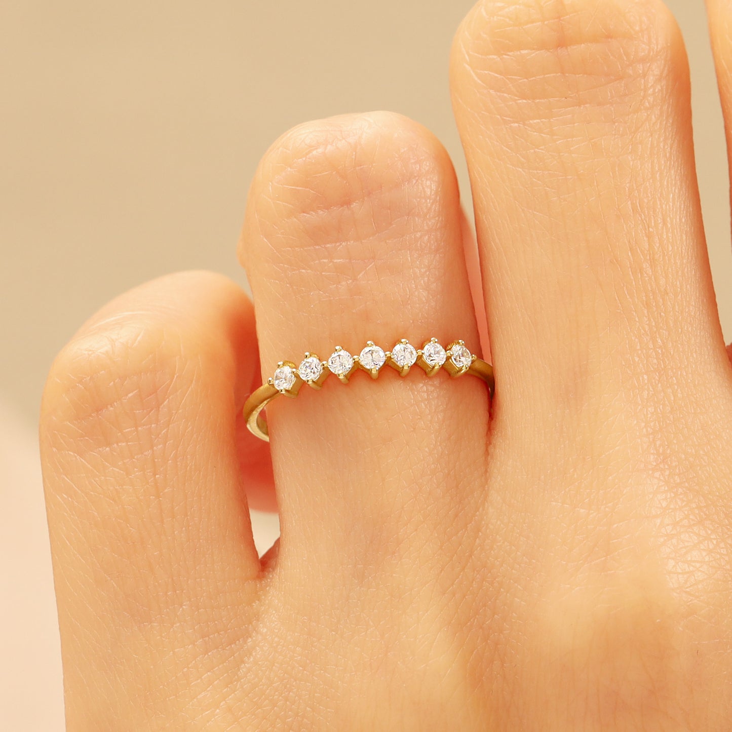 14K Zircon Half Eternity Ring