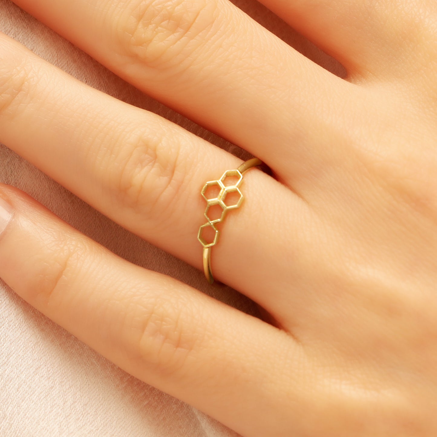 Solid Gold Honeycomb Ring
