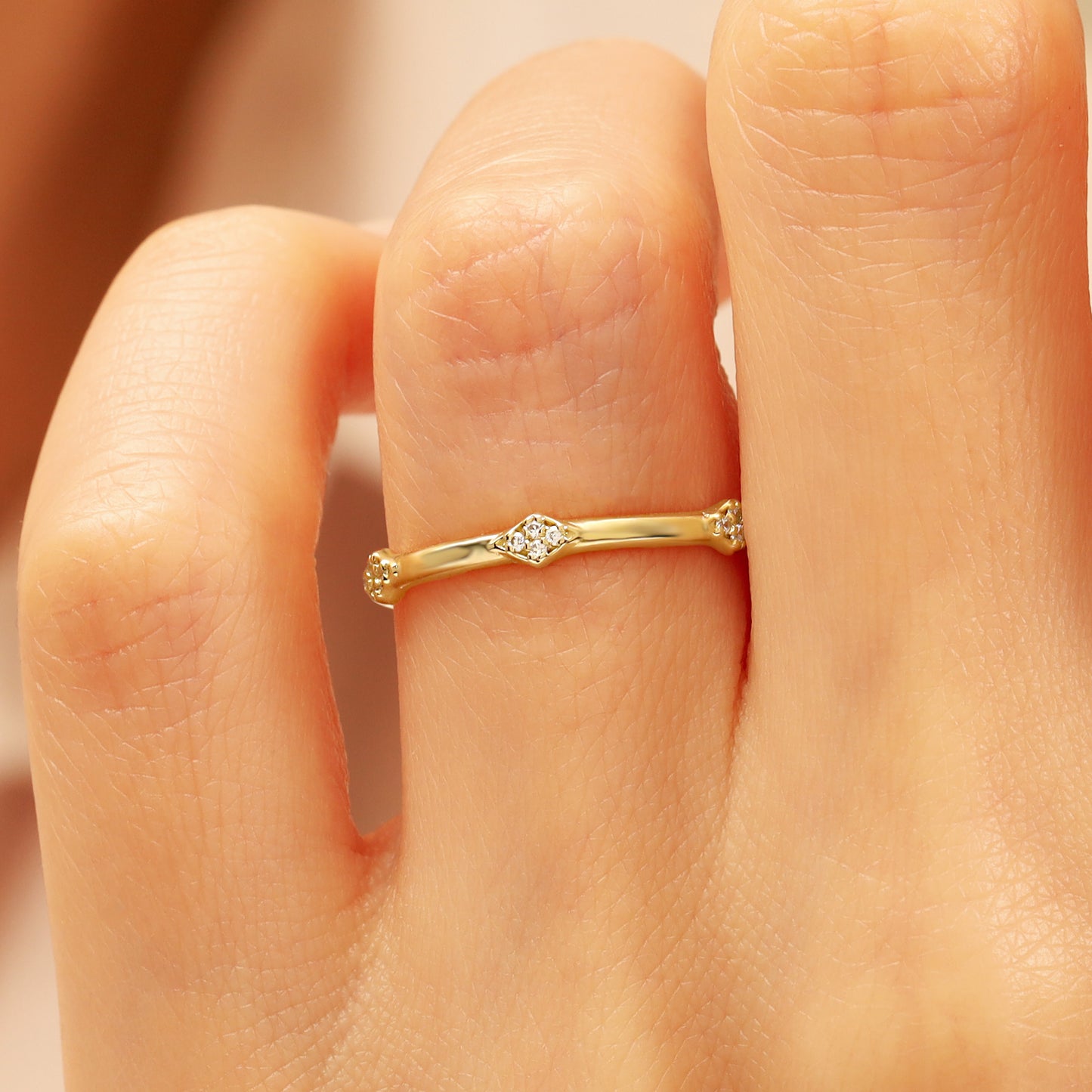 14K Vintage-Inspired Solid Gold Stacking Ring