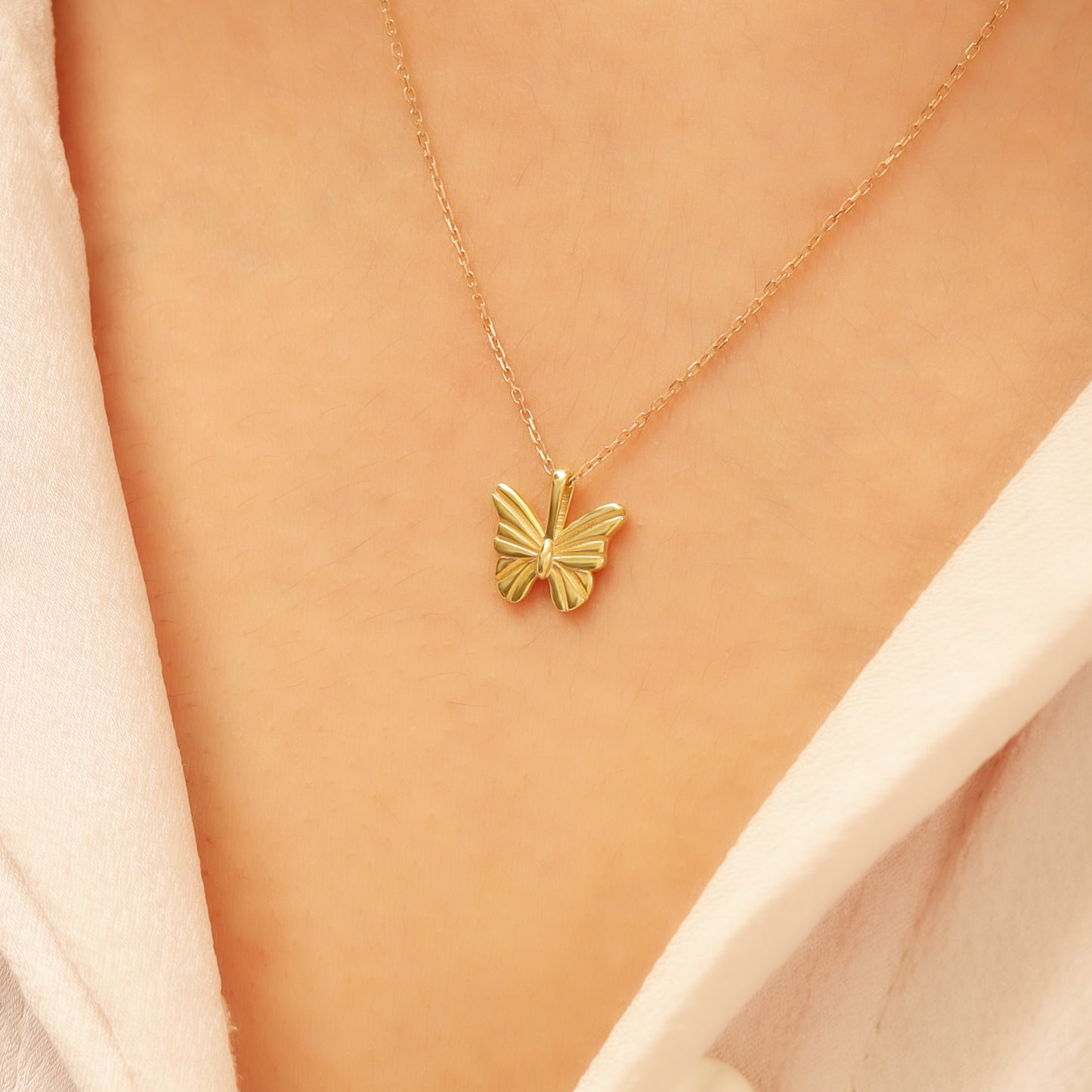 14k Gold Butterfly Necklace – Dainty Solid-Gold Pendant for Everyday Shine
