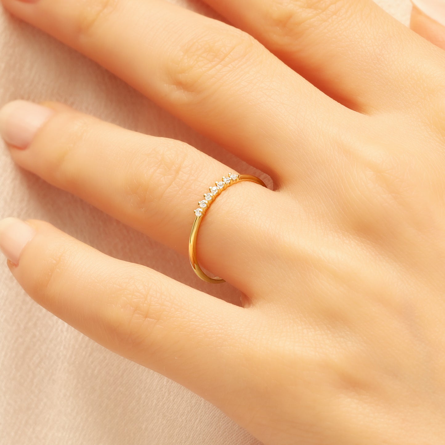 14K Dainty Gold Ring with Zircon