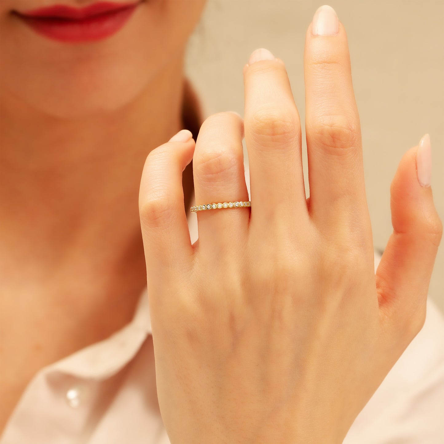 14K Zircon Eternity Band Ring