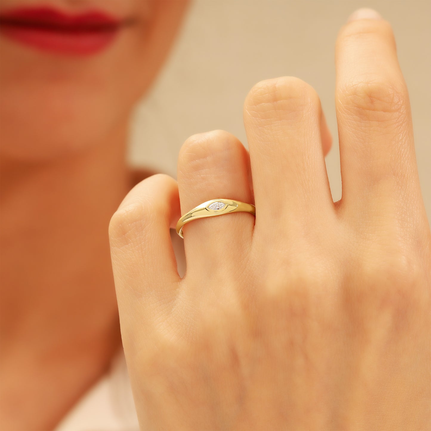 Marquise Zircon Signet Ring