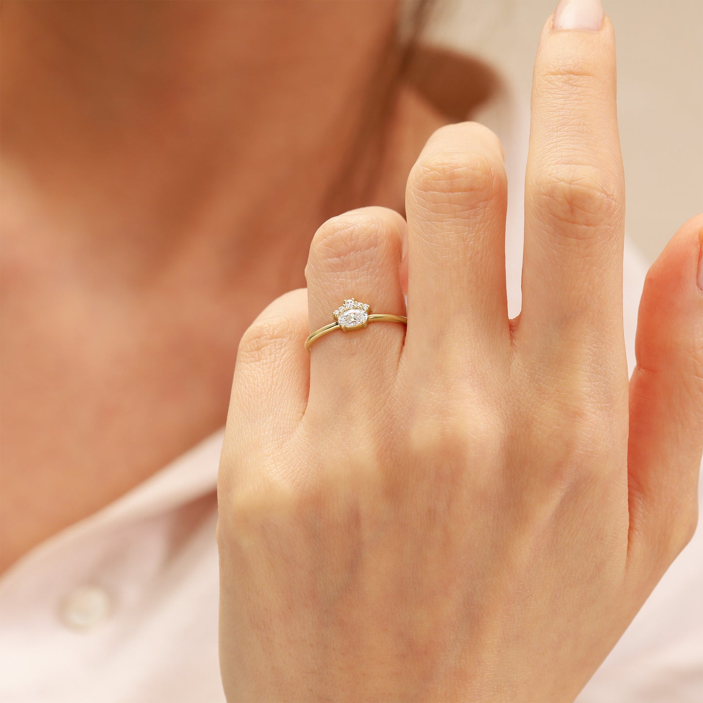 14K Oval Zircon Cluster Ring