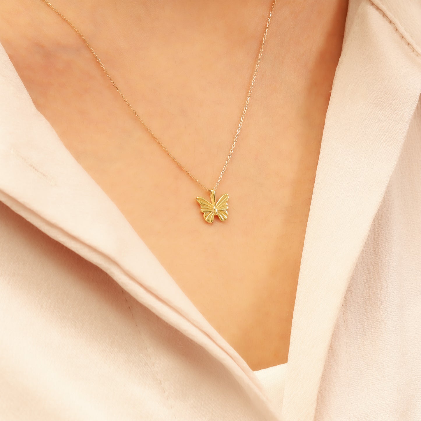 14k Gold Butterfly Necklace – Dainty Solid-Gold Pendant for Everyday Shine